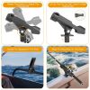 Boat Fishing Pole Rod Holder 360Ã‚Â° Rotatable Kayak Side Rail Mount Adjustable Folding Rod Holder with Large Clamp